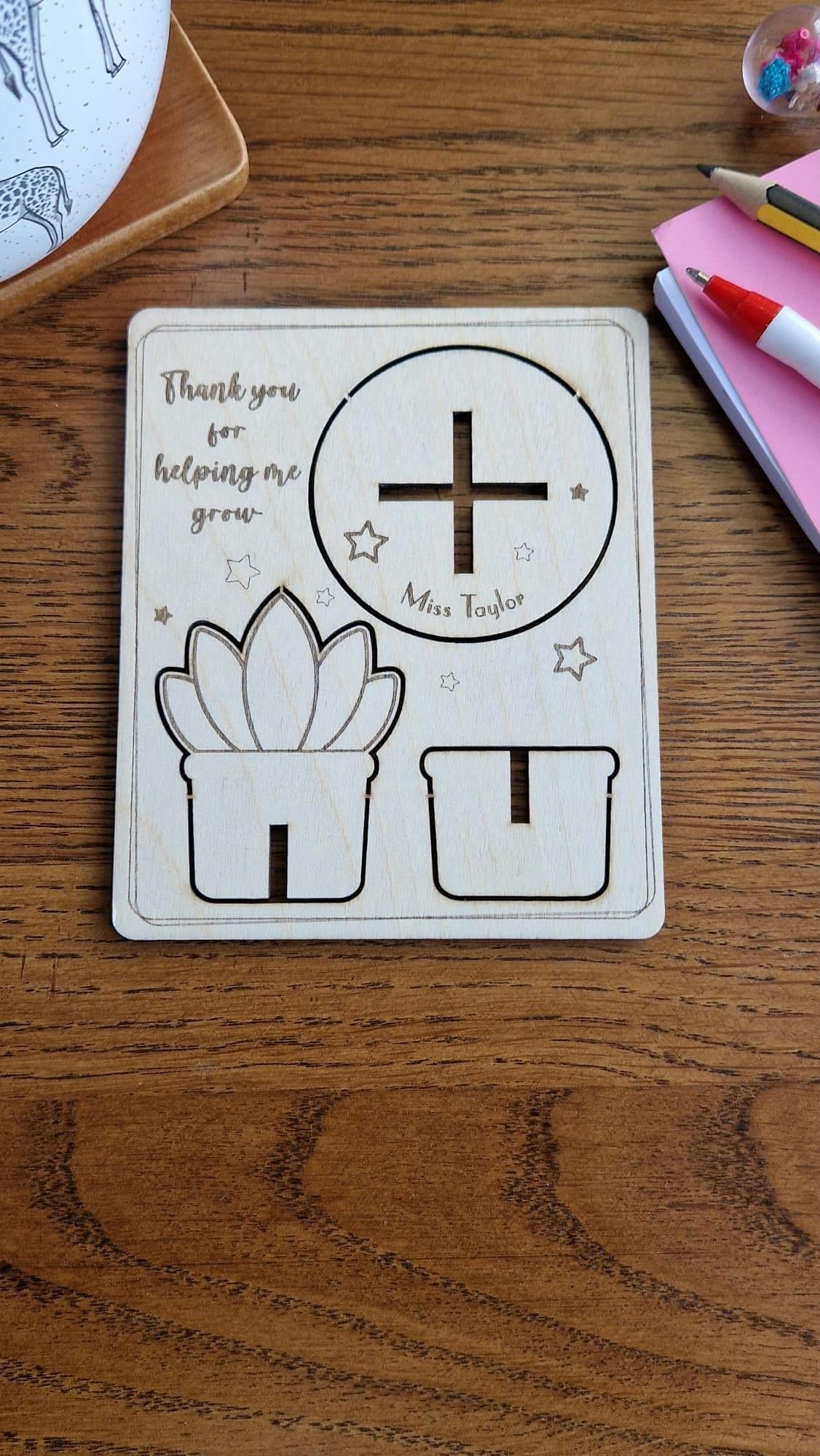 Wooden Pot Plant Card