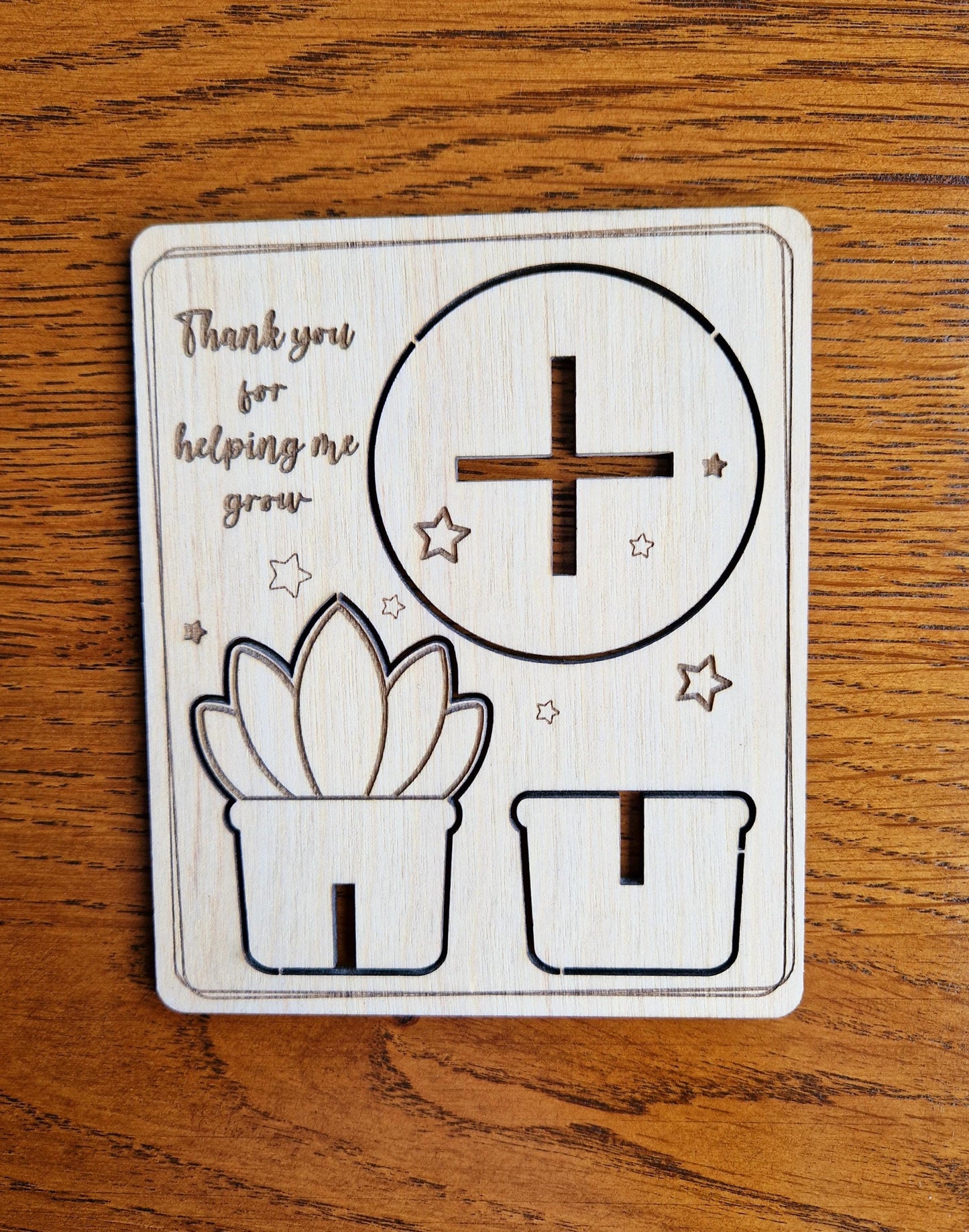 Wooden Pot Plant Card