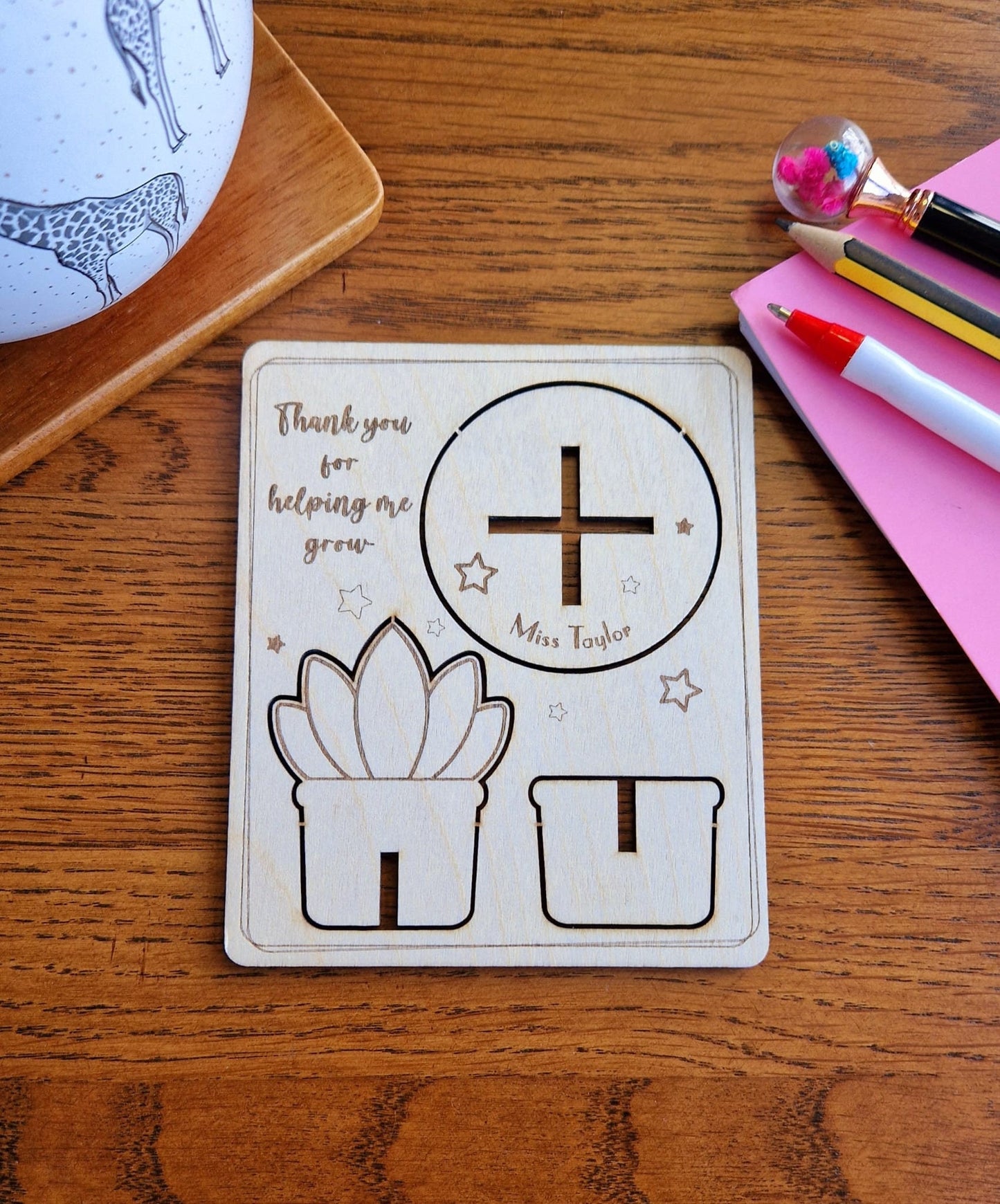 Wooden Pot Plant Card