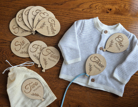 12 Baby Monthly Milestone Balloons