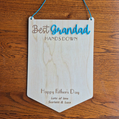 Hands Down Best Daddy Hanging Sign